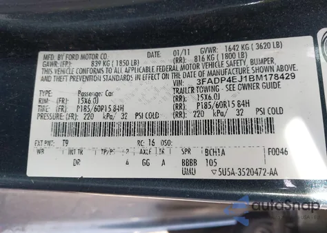 2011 Ford Fiesta Se z USA, uszkodzony, nr VIN 3FADP4EJ1BM178429